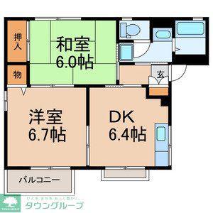 グランデージ(2DK/1階)の間取り写真