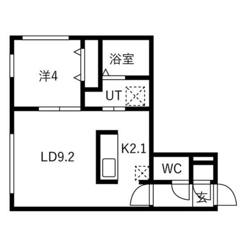 南郷通14丁目北 MS(1LDK/4階)の間取り写真