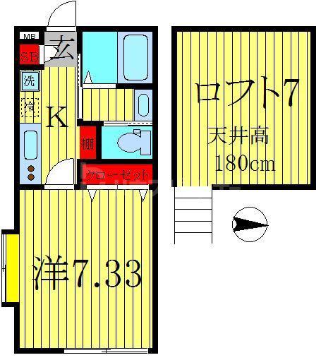 HAKU-AN(1K/2階)の間取り写真