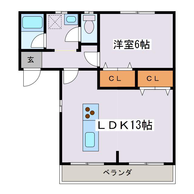 ミヤマハイツ(1LDK/1階)の間取り写真