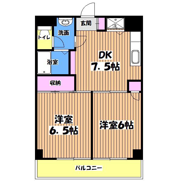 メゾンマルベリィ(2DK/2階)の間取り写真
