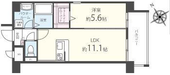 ラフレシーサ医大通(1LDK/10階)の間取り写真