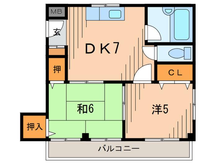 プティメゾン津門(2DK/3階)の間取り写真