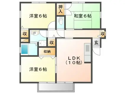 グランシャリオII(3LDK/1階)の間取り写真