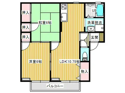 キャッスルハイツ(2LDK/1階)の間取り写真