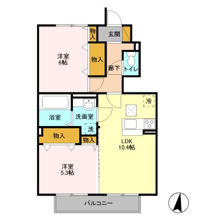 グランツ(2LDK/1階)の間取り写真