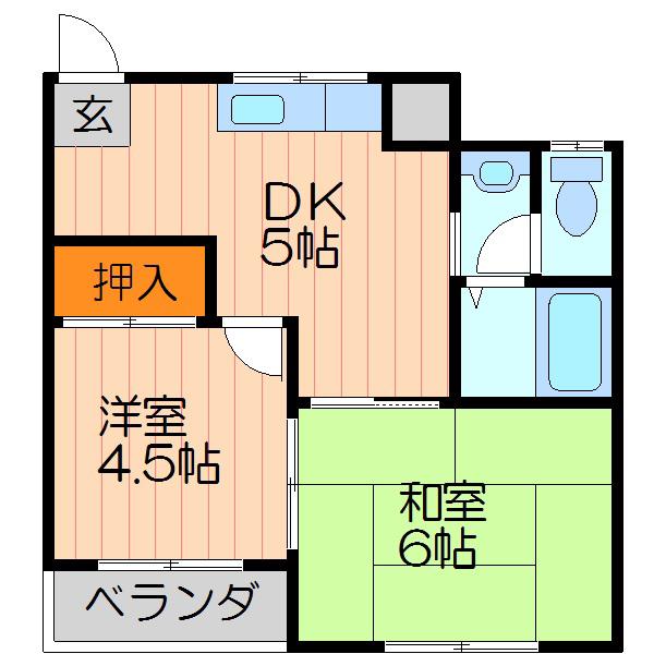 第1松田ハイム(2DK/3階)の間取り写真