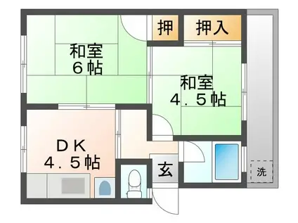 三郵マンション南棟(2DK/3階)の間取り写真