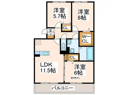 レルシエンテ(3LDK/3階)の間取り写真