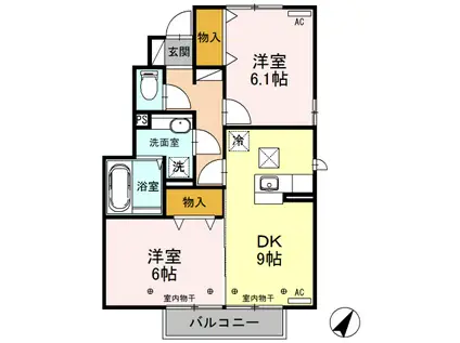 ロイヤル プレイスII B(2DK/1階)の間取り写真