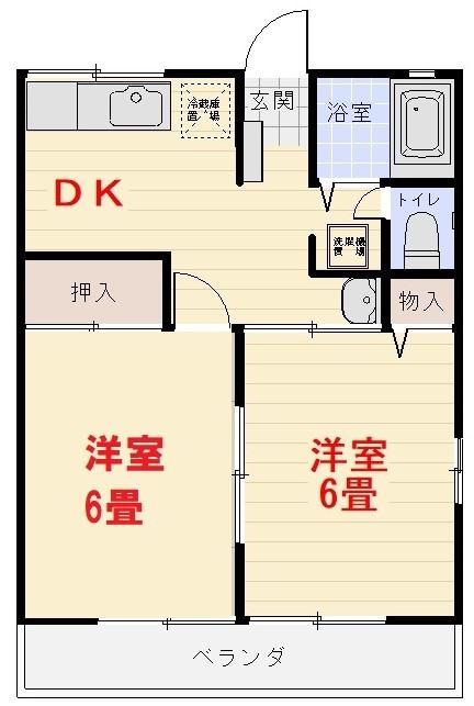 ハヌマーンハイツ(2DK/2階)の間取り写真