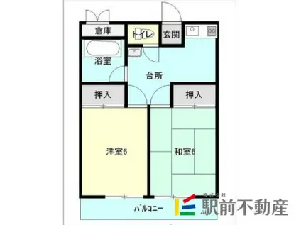 美和荘(2DK/2階)の間取り写真