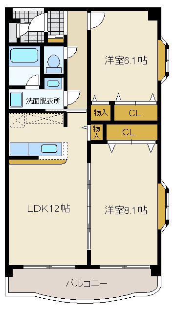 ル・シエールI(2LDK/3階)の間取り写真