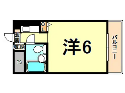 猪名寺パークマンションⅠ(ワンルーム/6階)の間取り写真