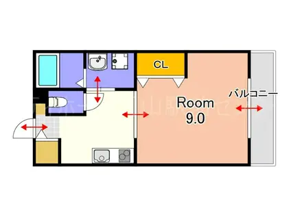 サニースクエア西崎(1K/1階)の間取り写真