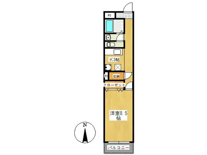 カスティージョY(1K/3階)の間取り写真