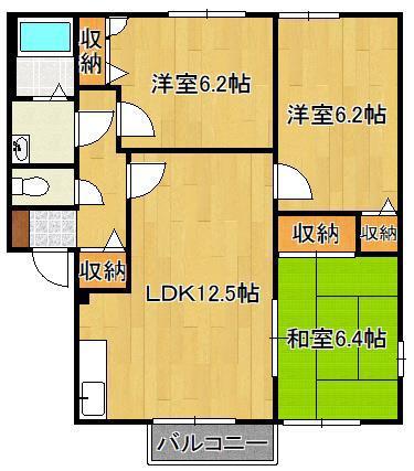 プラティーク・アヴェニューB棟(3LDK/2階)の間取り写真