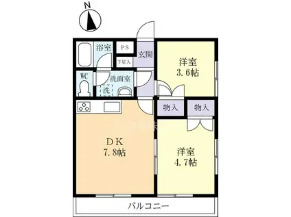 NATSUMIマンション(2DK/2階)の間取り写真