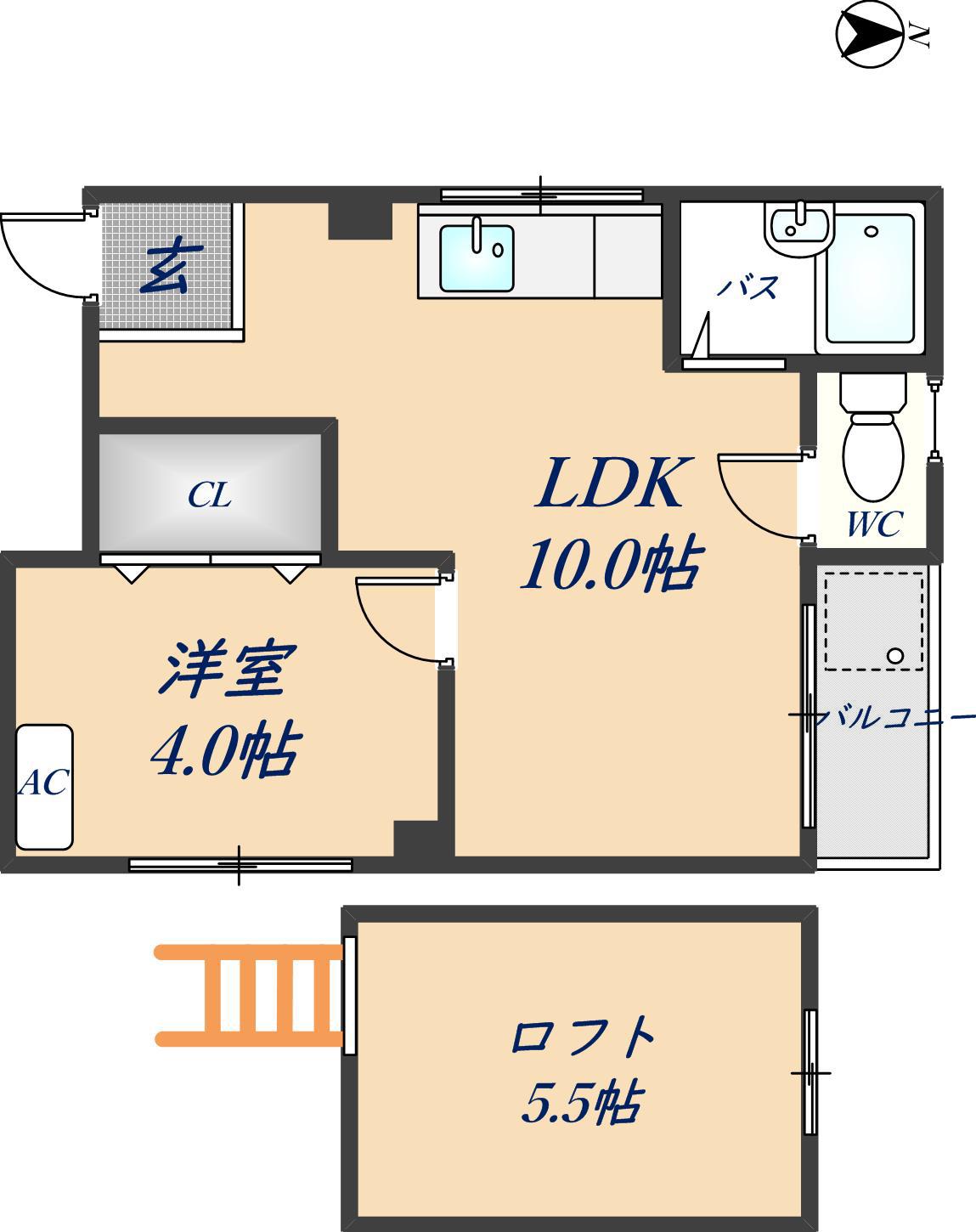 アミニティ ビッグワン(1LDK/4階)の間取り写真