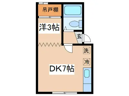 パークサイドK(1DK/2階)の間取り写真