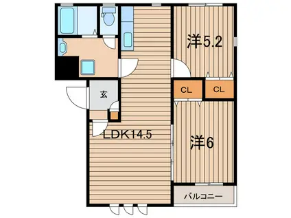 ブレインマンション小泉(2LDK/1階)の間取り写真