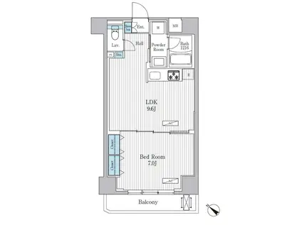 PATH日本橋人形町(1LDK/8階)の間取り写真