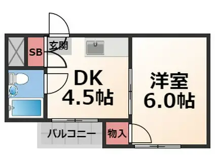 ロータリーマンション布施南(1DK/4階)の間取り写真