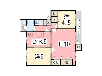京口団地11号棟(2LDK/3階)の間取り写真