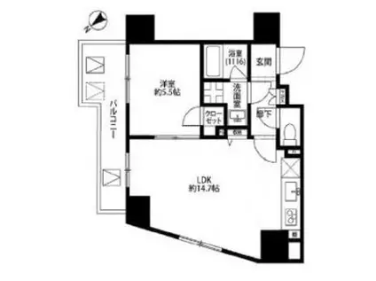 プレール・ドゥーク東京イーストV(1LDK/6階)の間取り写真