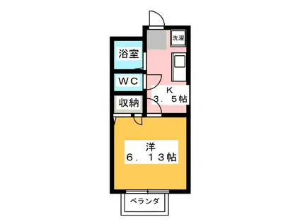 サマックスAOKI B(1K/2階)の間取り写真