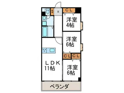 エタニティ・森ノ宮X(3LDK/7階)の間取り写真