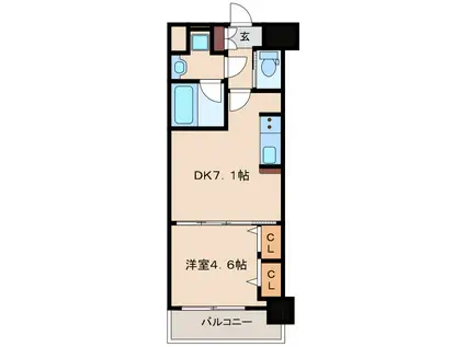 スプランディッド新大阪キャトル(1DK/7階)の間取り写真