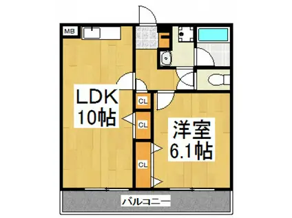 サンプラージュ清瀬(1LDK/2階)の間取り写真