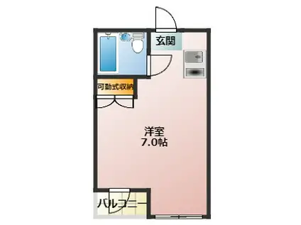 富士ハイツ(ワンルーム/3階)の間取り写真
