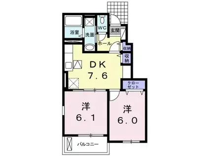 シーイーノIII(2DK/1階)の間取り写真