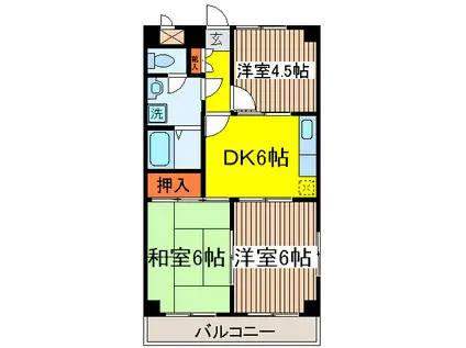 谷中商事ビル(3DK/2階)の間取り写真