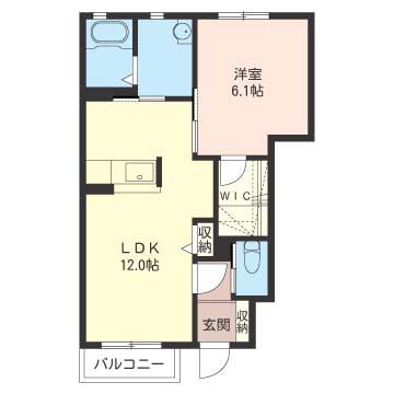 クラヴィエA シャーメゾン(1LDK/1階)の間取り写真