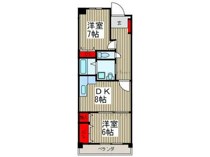 ルクレ川口イースト(2DK/8階)の間取り写真