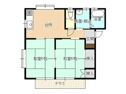 ハイツ若草(2DK/2階)の間取り写真