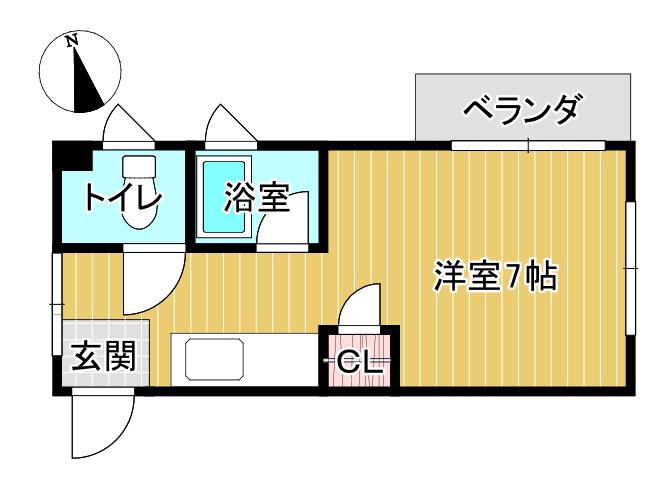 岸本コーポB(1K/2階)の間取り写真