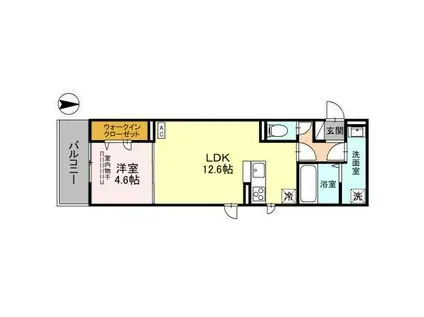 D-ROOM盛岡本宮 C棟(1LDK/2階)の間取り写真