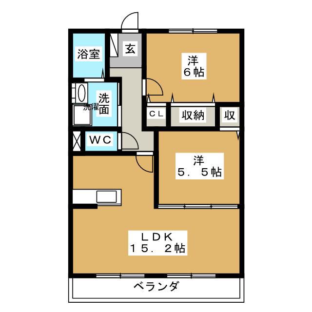 CAVALLINORAMPANTE(2LDK/2階)の間取り写真