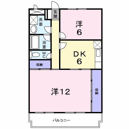 リバティーハイツ(2DK/2階)の間取り写真