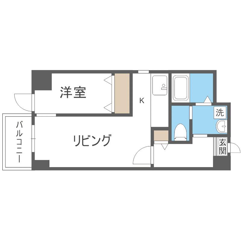 LEE東札幌A(1LDK/1階)の間取り写真