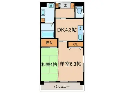 さくら弐番館(2DK/2階)の間取り写真