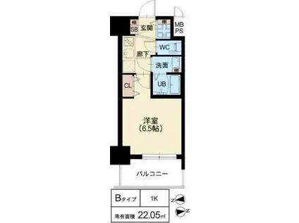 スプランディッド阿倍野(1K/4階)の間取り写真