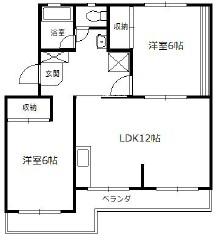 黒柳ハイツ(2LDK/3階)の間取り写真