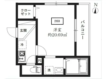 MELDIA新柴又(1K/2階)の間取り写真