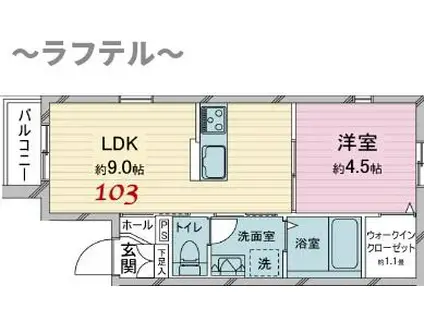 メゾン・エスポワール(1LDK/1階)の間取り写真