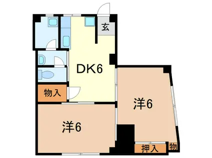 太田屋アパート(2DK/3階)の間取り写真